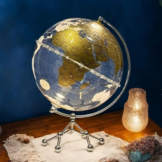🌍 Illuminated Globe Desk Lamp – 360° Rotating World Map with LED Glow
