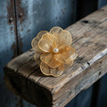 Gold Wire Flower Brooch with Pearl, Modern Floral Lapel Pin, Statement Jewelry