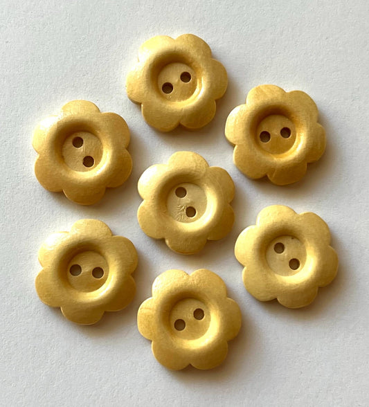 Rustic Flower Wooden Buttons, 20mm, Sewing Supplies