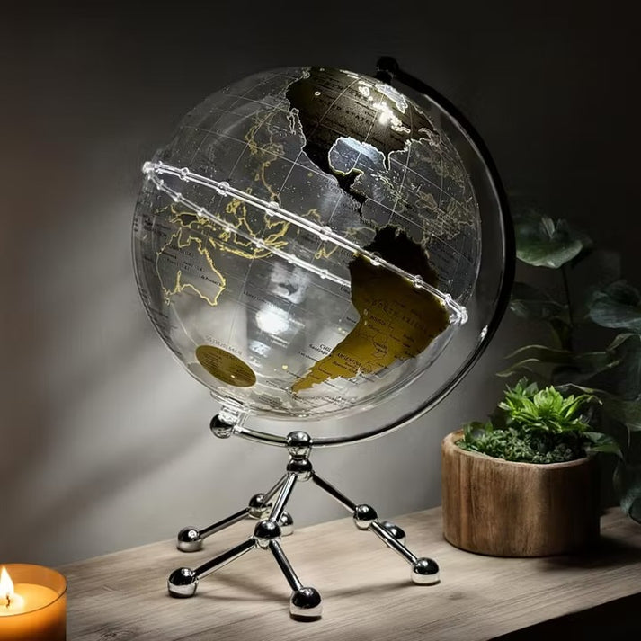 🌍 Illuminated Globe Desk Lamp – 360° Rotating World Map with LED Glow