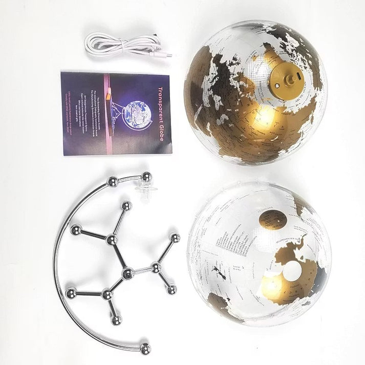 🌍 Illuminated Globe Desk Lamp – 360° Rotating World Map with LED Glow